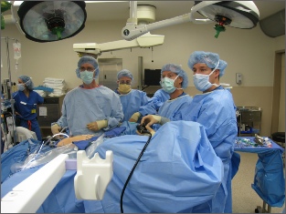 Surgeons performed a laparoscopic operation for diverticular disease
